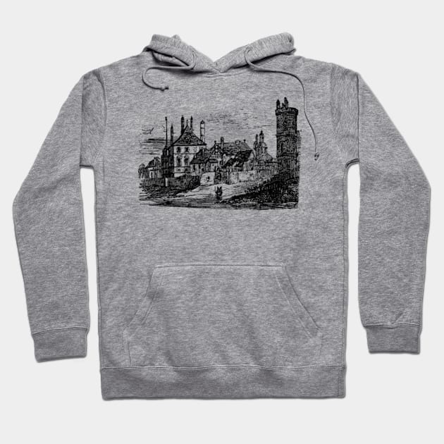 Medieval Village Drawing Hoodie by penandinkdesign@hotmail.com